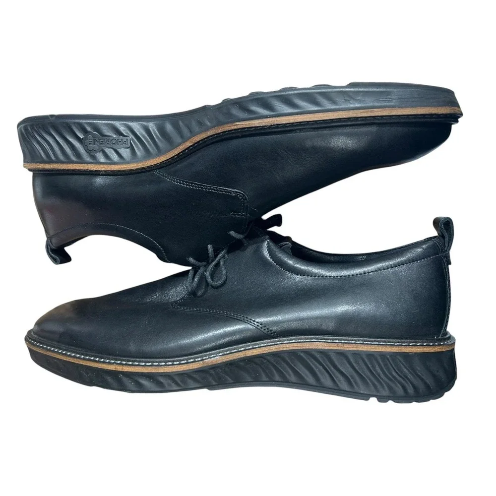 ECCO ST.1 Hybrid Lite Mens Black Leather Plain Toe Derby Shoes EU 47 US 13